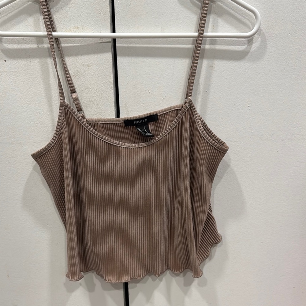 Champagne  Ribbed Crop Camisole
